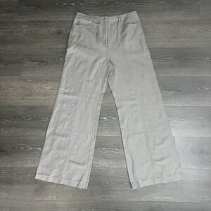 Sundance Pants Wide Leg Green Linen‎ Blend Lagenlook Bohemian Womens 10 NWOT